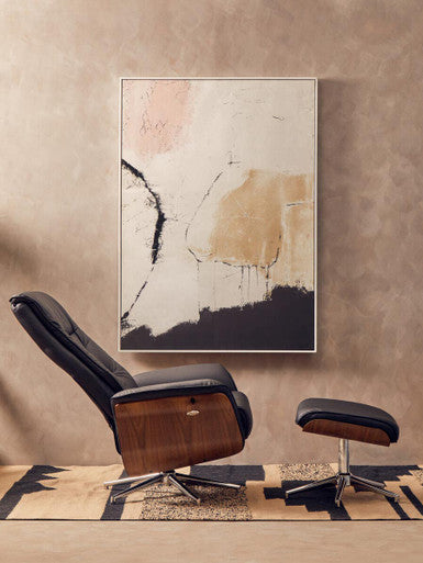 Warrington Black Leather Effect Recliner and Footstool Set
