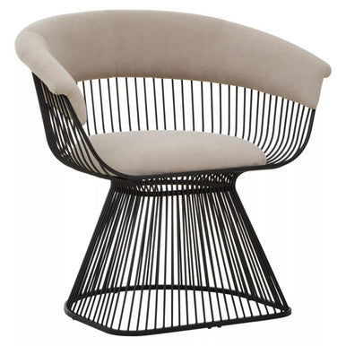 Vogue Mink Velvet Chair with Black Finish Frame