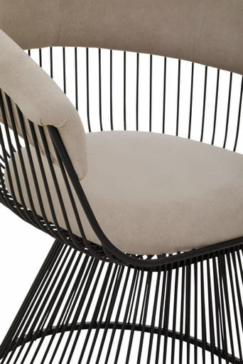 Vogue Mink Velvet Chair with Black Finish Frame
