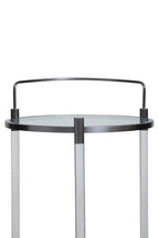 Oria Clear Glass and Black Finish 2 Tier Round Drinks Trolley