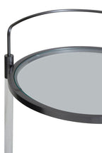 Oria Clear Glass and Black Finish 2 Tier Round Drinks Trolley