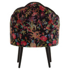 Cefena Black Scalloped Chair with Peacock Printed Back