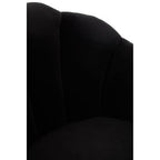 Cefena Black Scalloped Chair with Peacock Printed Back