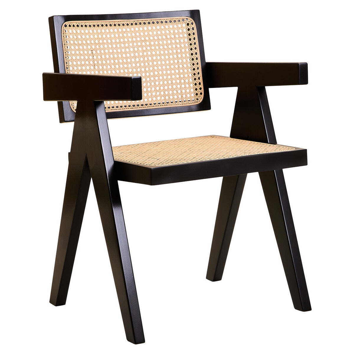 Cebu Natural Cane and Black Beech Wood Dining Chair