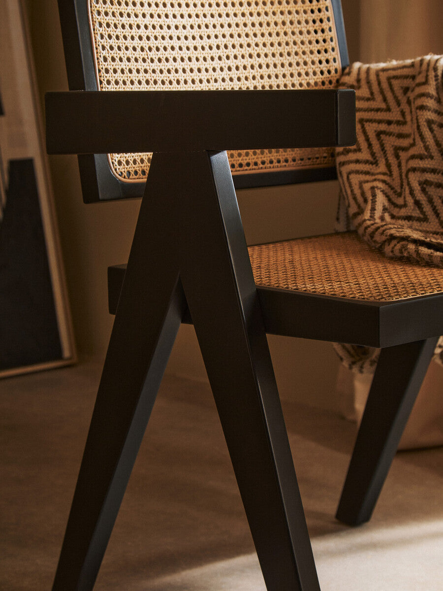 Cebu Natural Cane and Black Beech Wood Dining Chair