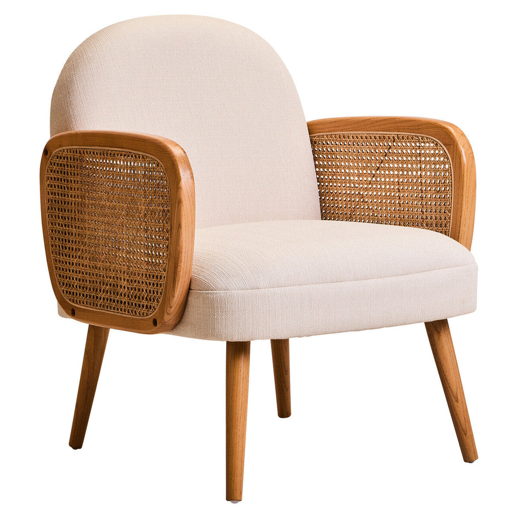Cane Chair with Elm Wood Legs