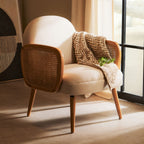 Cane Chair with Elm Wood Legs