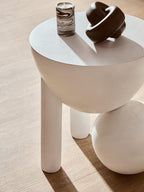 Walsa Whitewash Mango Wood Side Table with Ball Detail