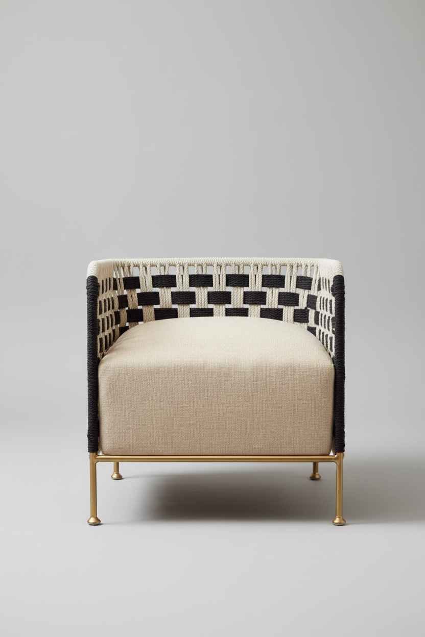 Satna Black and White Jute Rope Woven Chair
