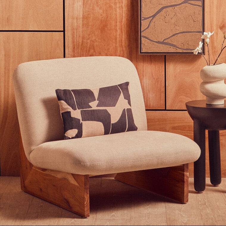 Cream Textured Linen Armless Chair