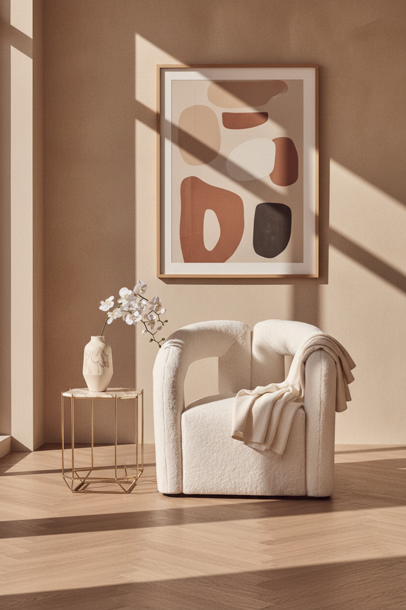 Davina Ivory Boucle Statement Chair