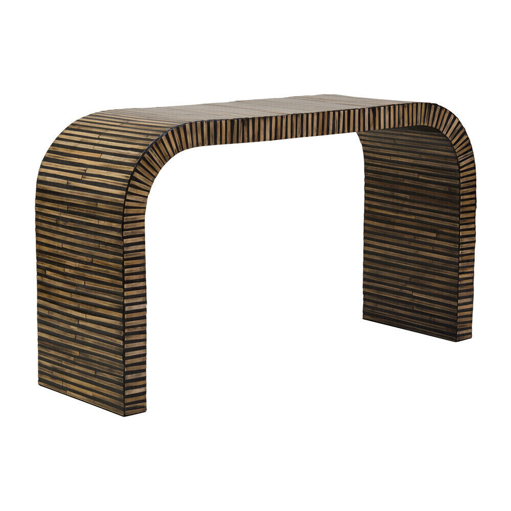Natural Bamboo Inlay Curved Console Table
