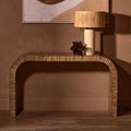 Natural Bamboo Inlay Curved Console Table