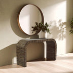 Natural Bamboo Inlay Curved Console Table