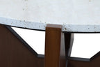 Winton Cream Travertine & Brown Acacia Wood Coffee Table