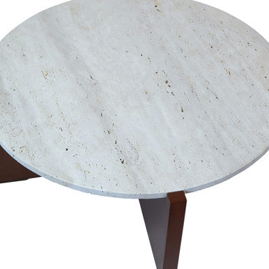 Winton Cream Travertine & Brown Acacia Wood Coffee Table