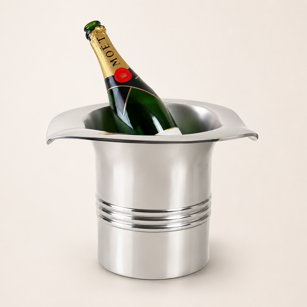 XL Top Hat Champagne Ice Bucket  Solid Cast Nickel Plated Wine Cooler