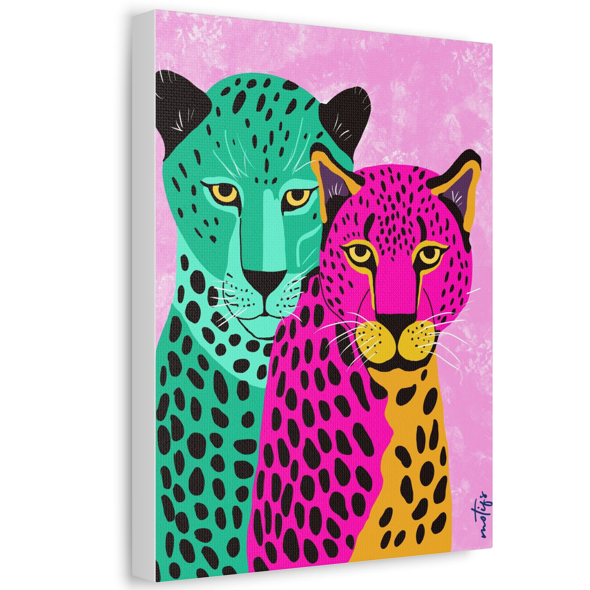 Colorful Cheetah Duo Stretched Canvas Wall Art
