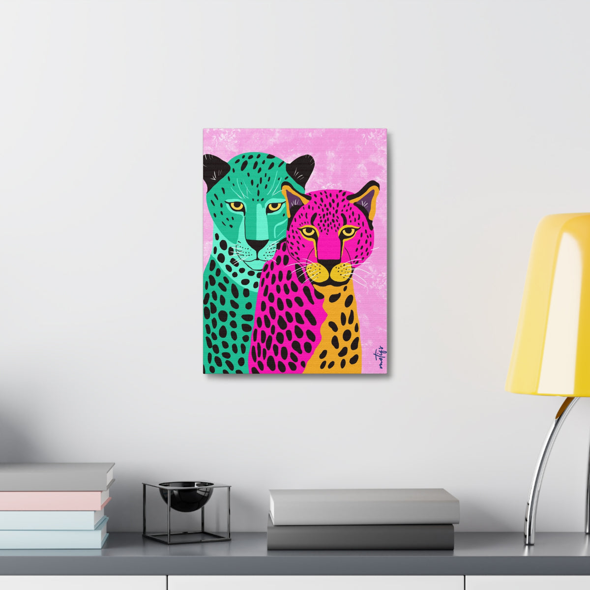 Colorful Cheetah Duo Stretched Canvas Wall Art