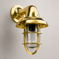 Solid Brass Caged Swan Neck Wall Light | IP64 Indoor & Outdoor