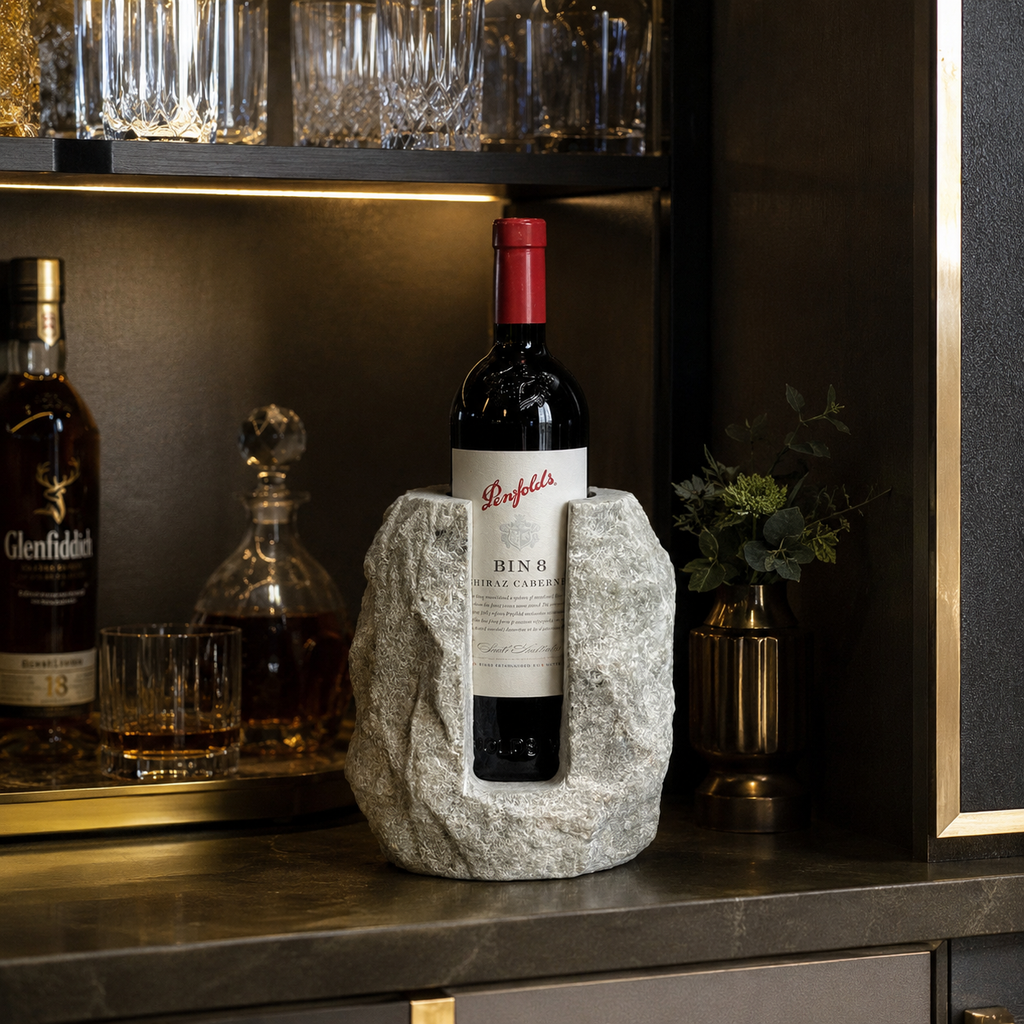 Solid Marble Wine Bottle Holder Handcrafted Stone Wine Cooler