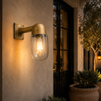 Langham Raw Antique Brass Wall Light Outdoor & Bathroom Sconce