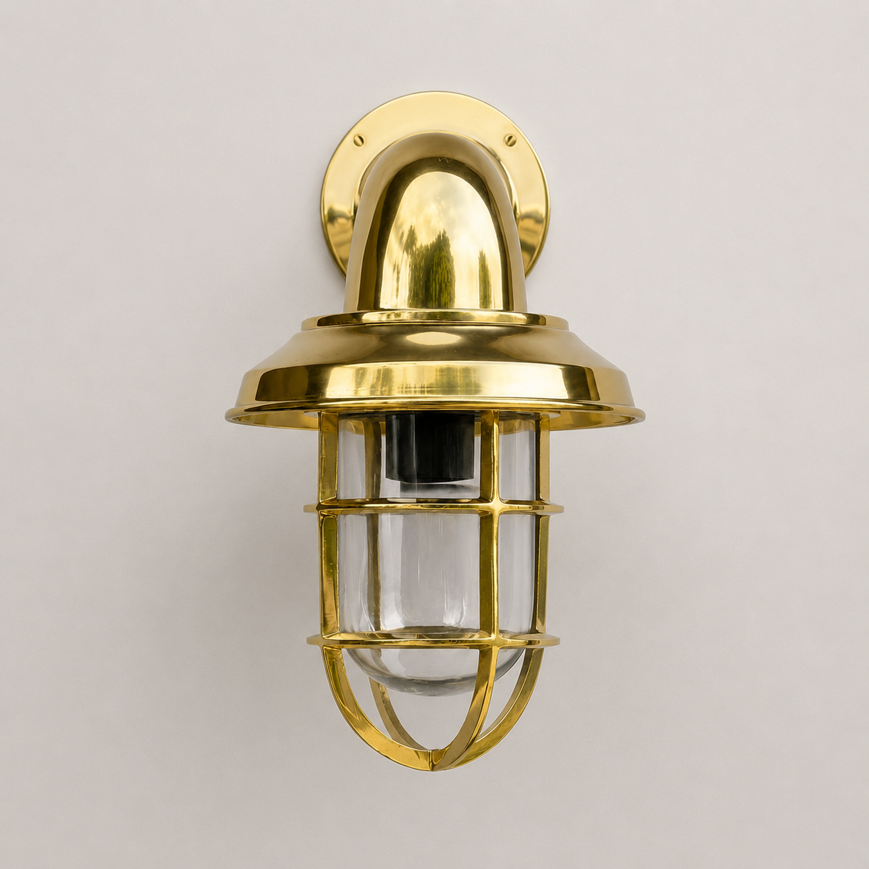 Solid Brass Caged Swan Neck Wall Light