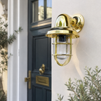 Solid Brass Caged Swan Neck Wall Light
