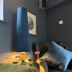 Navy Velvet Lampshade Extra Tall Cone Light Shade Bespoke Handmade UK