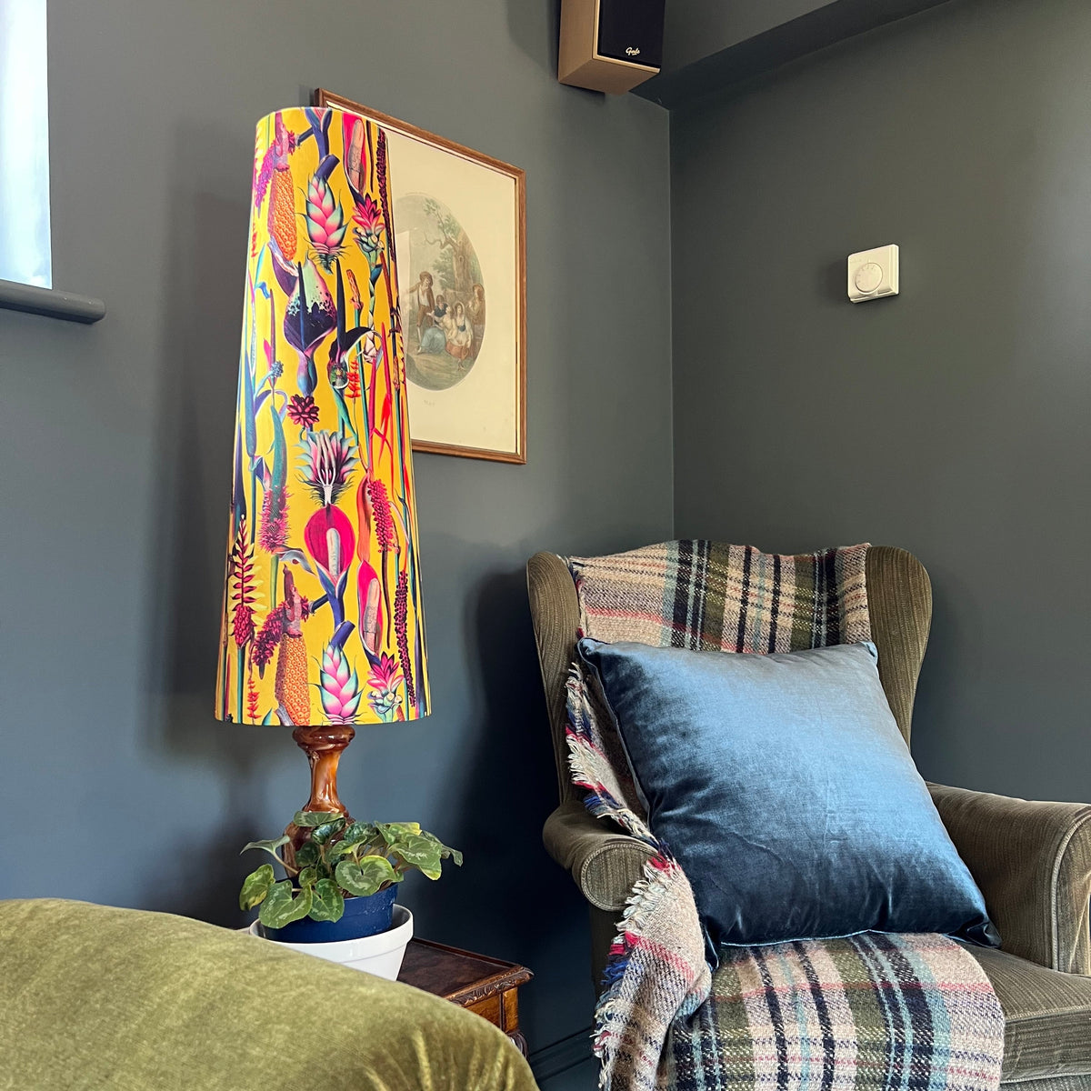 Botanical Mustard Velvet Lampshade 