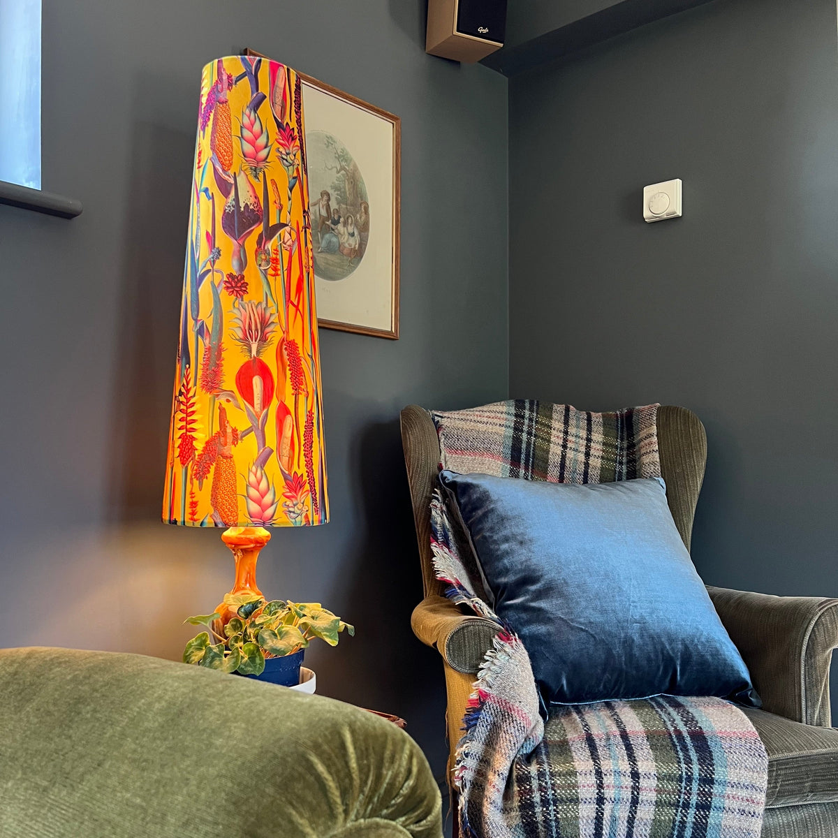 Botanical Mustard Velvet Lampshade 