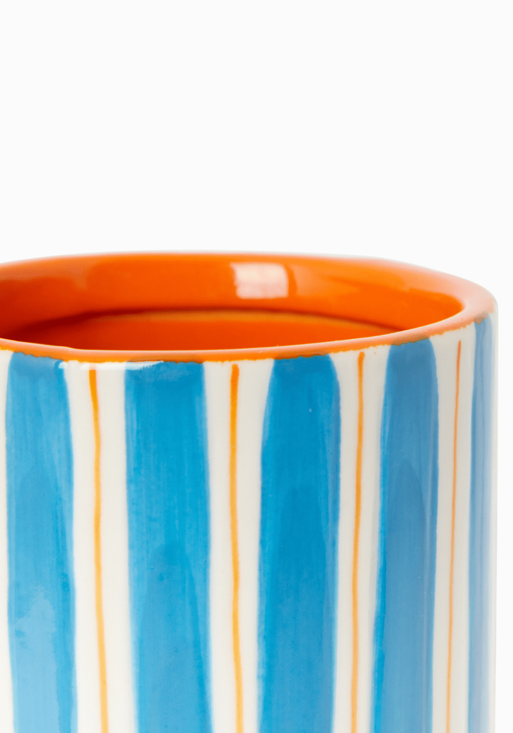 Aesthetic Blue & Terracotta Ceramic Vase Amalfi Coast Design