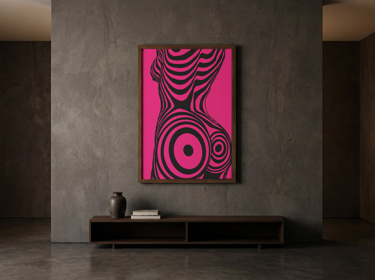 Pink and black wall art Print 
