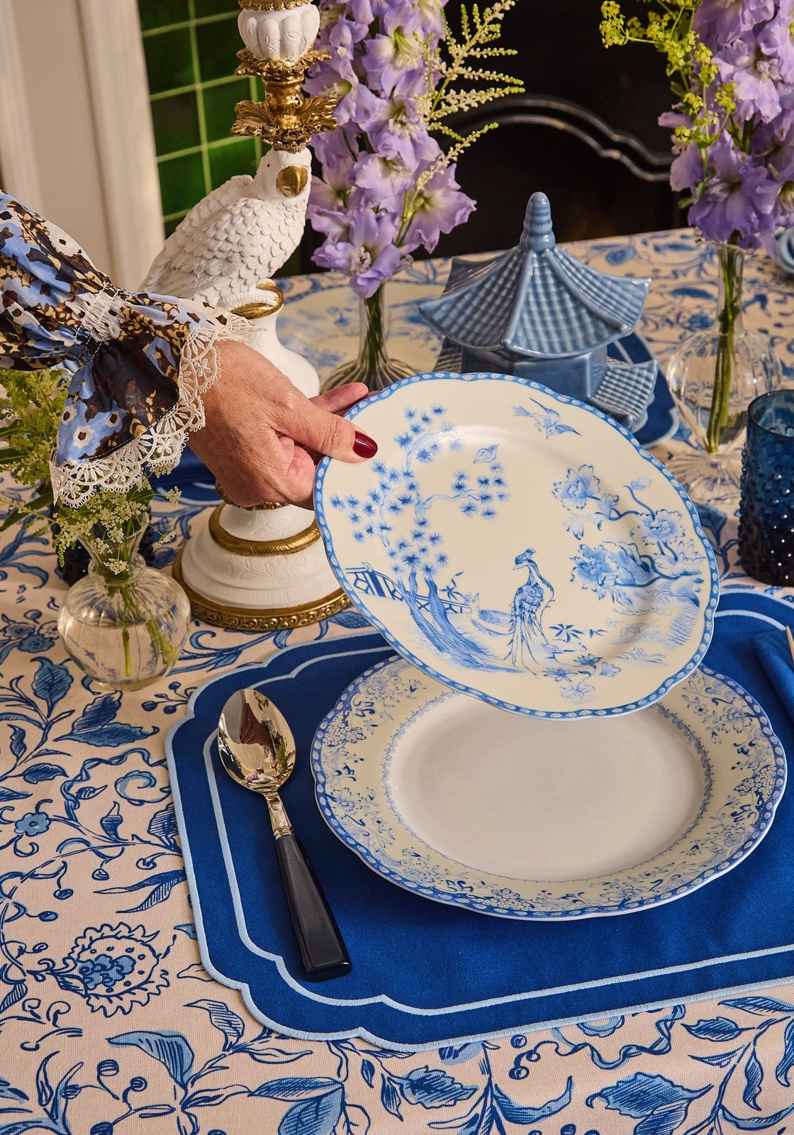 Virginia Blue and White Porcelain Dessert Plates Set of 4