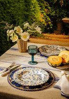 Sophia Blue Dinner Plates Hand-Painted Portuguese Ceramic Set of 4