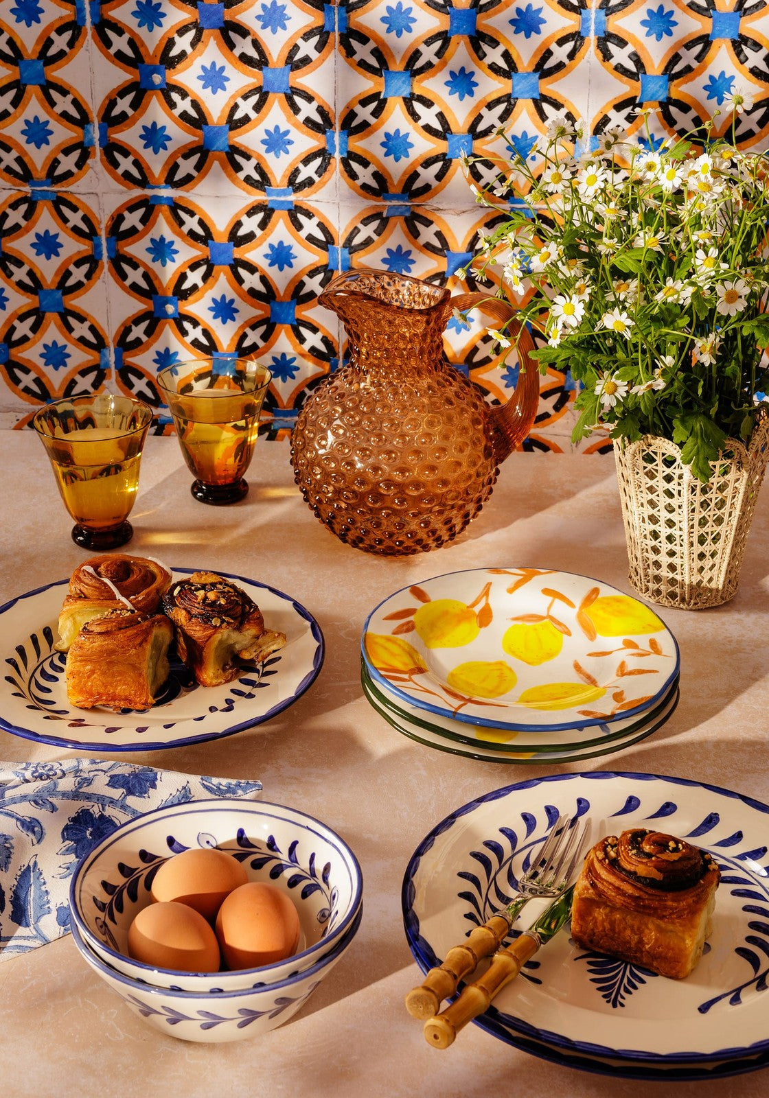 Pandora Cobalt Blue Dinner Plates | Hand-Painted Portuguese Ceramic Set of 4