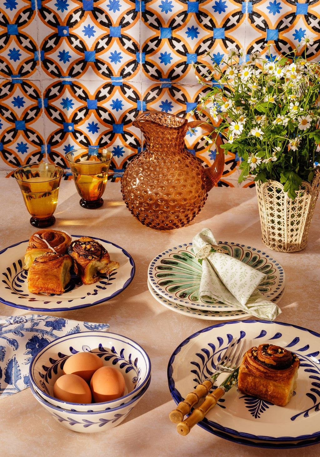 Pandora Cobalt Blue Dinner Plates Hand-Painted Portuguese Set of 4