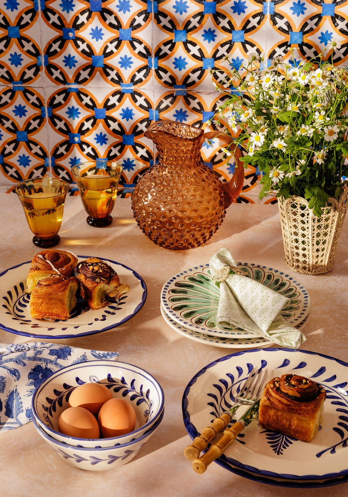 Pandora Cobalt Blue Dinner Plates Hand-Painted Portuguese Set of 4