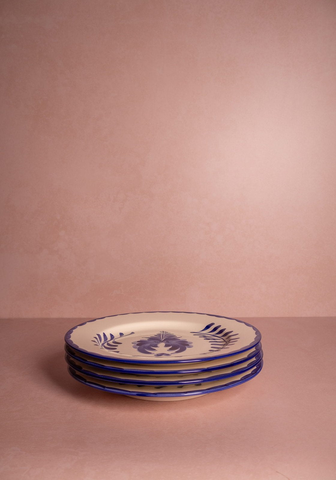 Pandora Cobalt Blue Dinner Plates Hand-Painted Portuguese Set of 4