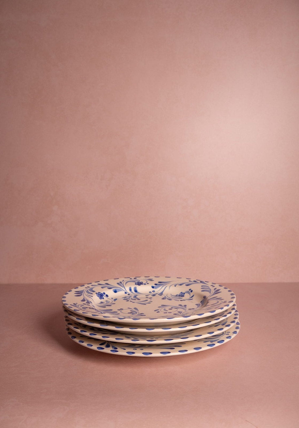 Sophia Blue Dinner Plates Hand-Painted Portuguese Ceramic Set of 4