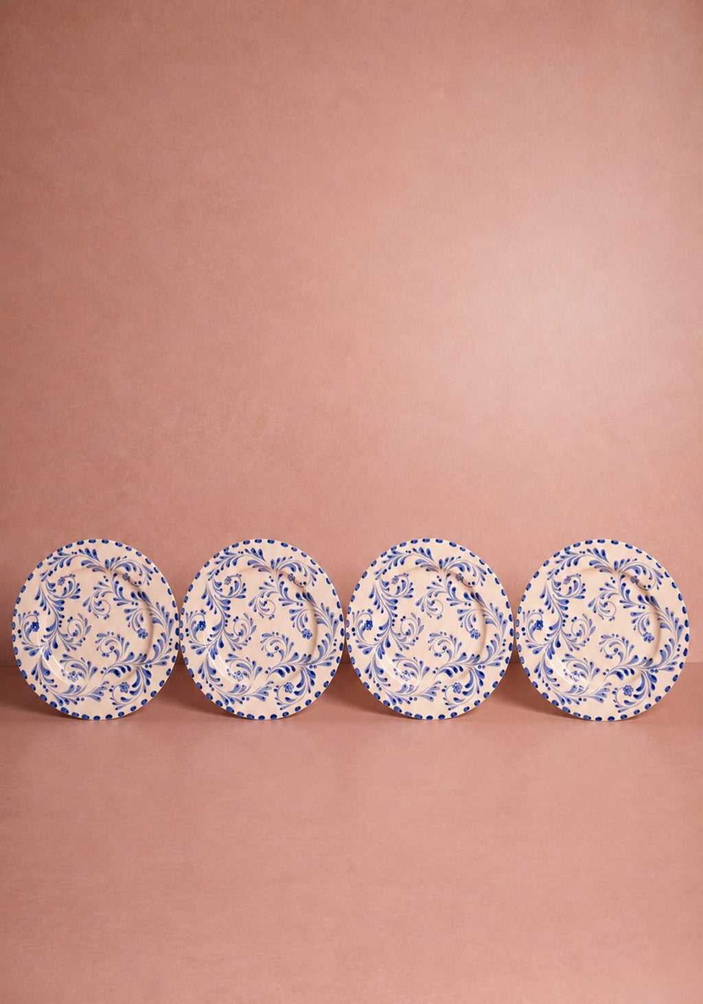 Sophia Blue Dinner Plates Hand-Painted Portuguese Ceramic Set of 4