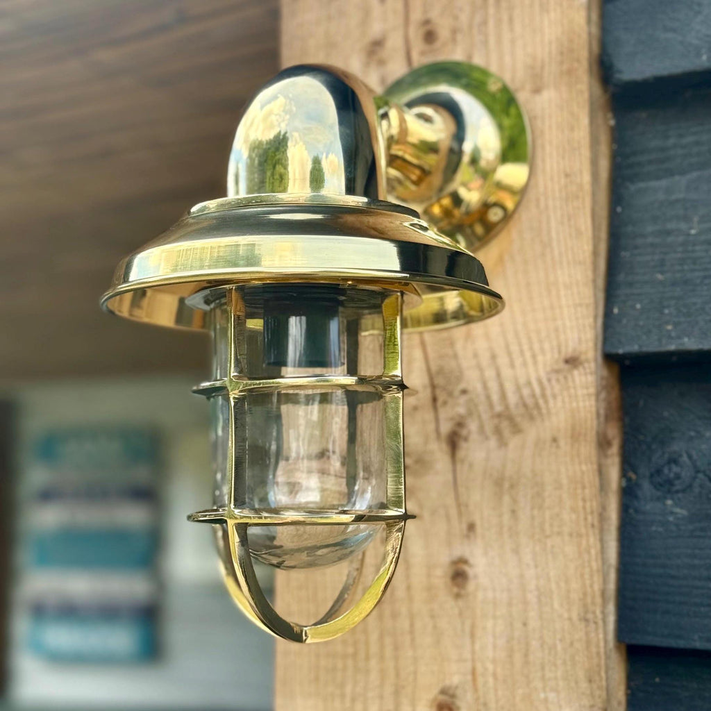 Solid Brass Caged Swan Neck Wall Light