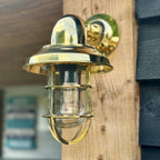 Solid Brass Caged Swan Neck Wall Light