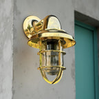 Solid Brass Caged Swan Neck Wall Light