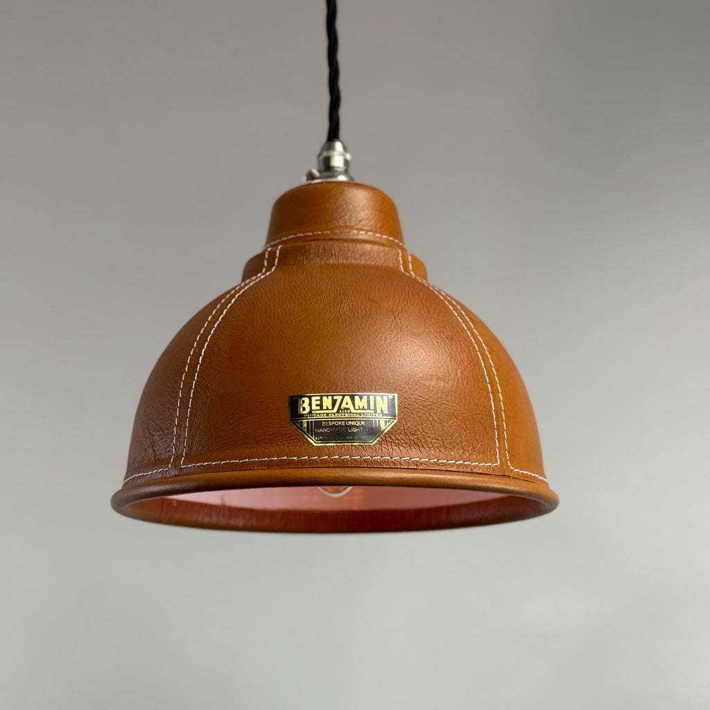 Trimingham Hand-Stitched Genuine Leather Pendant Light - 8.5 Inc