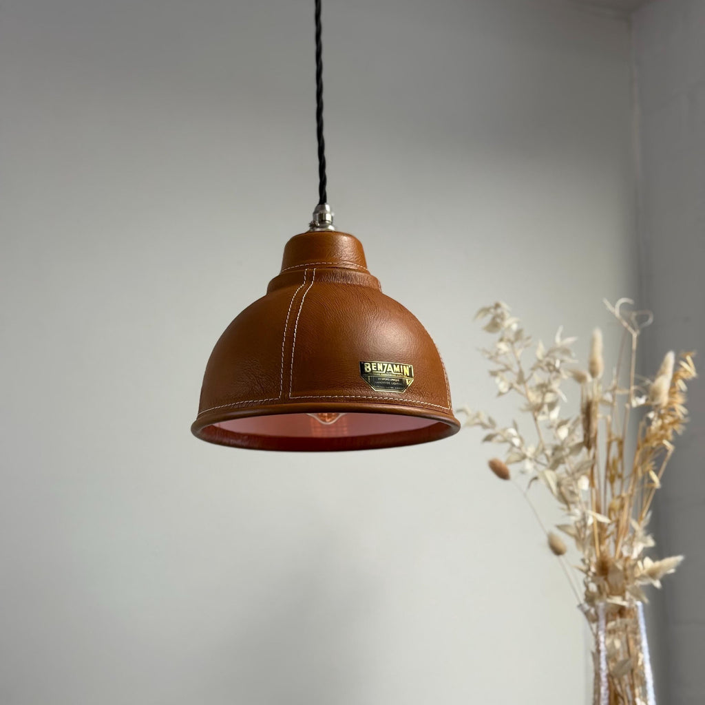 Trimingham Hand-Stitched Genuine Leather Pendant Light - 8.5 Inc