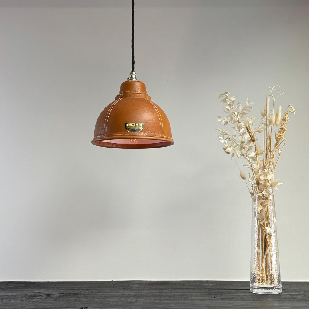 Trimingham Hand-Stitched Genuine Leather Pendant Light - 8.5 Inc
