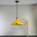Authentic 1940s Industrial Pendant Light Summer Yellow Factory Shad