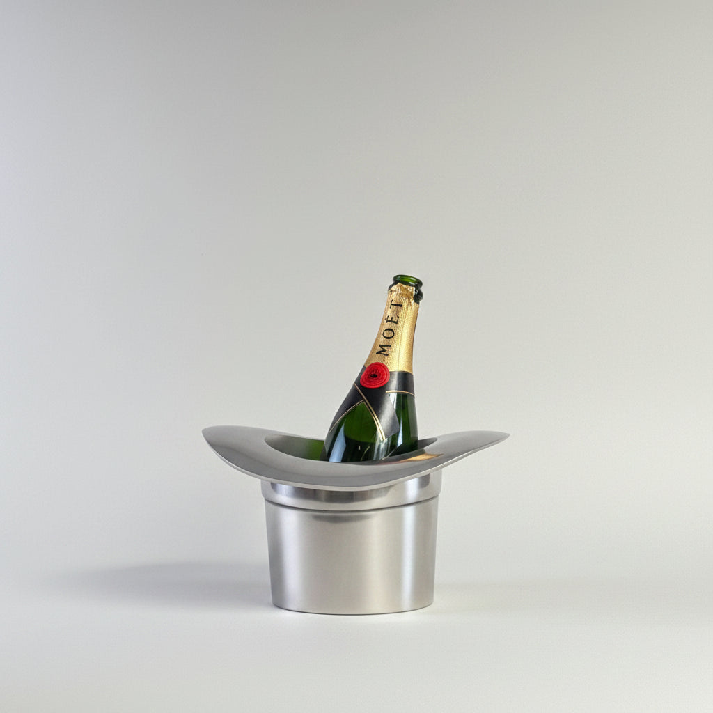 Top Hat Champagne Ice Bucket  Solid Cast Aluminium Wine & Bottle Cooler