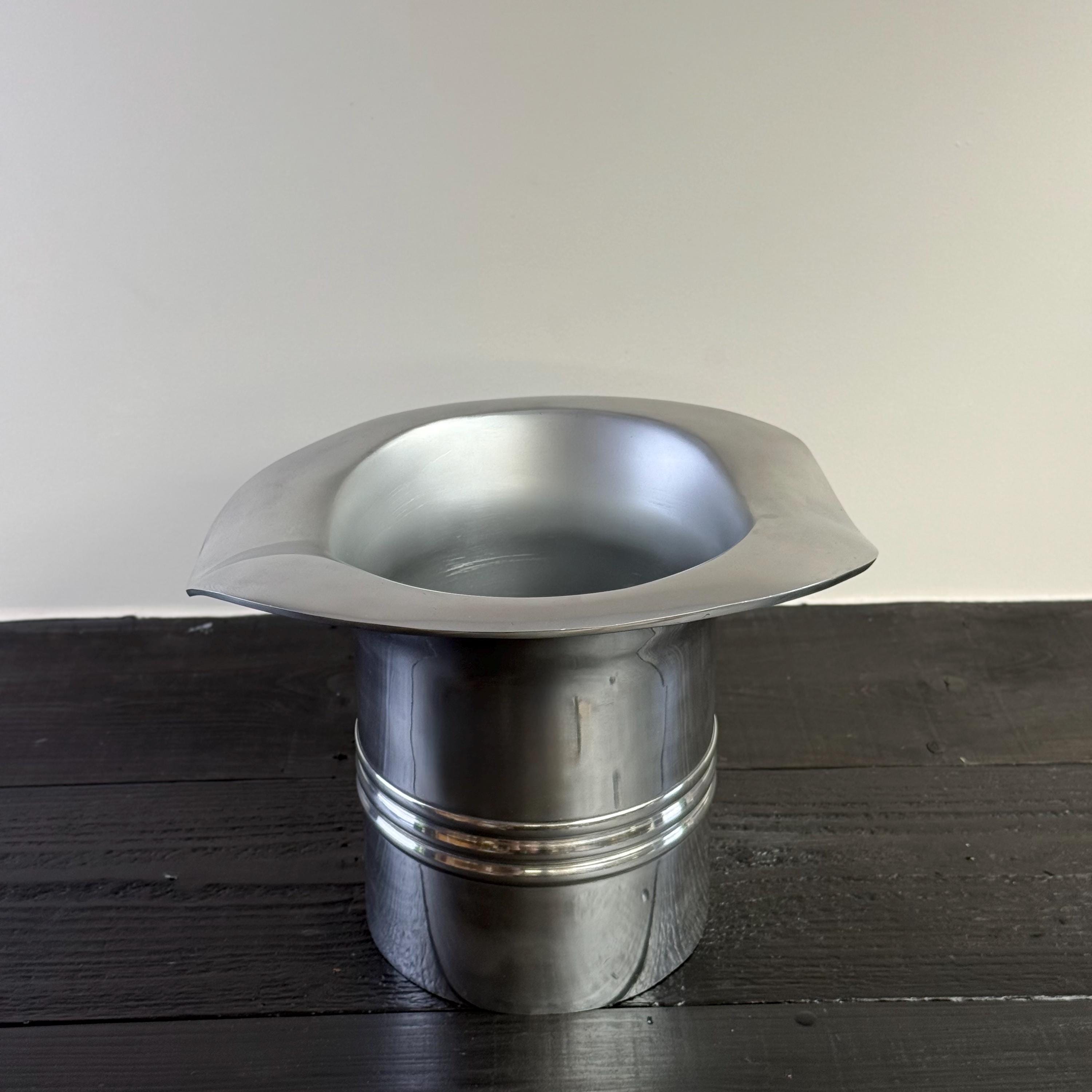 XL Top Hat Champagne Ice Bucket  Solid Cast Nickel Plated Wine Cooler